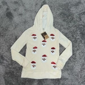NWT - CHANCE OR FATE - Fleece Hooded Sweatshirt Holiday Santa - XS